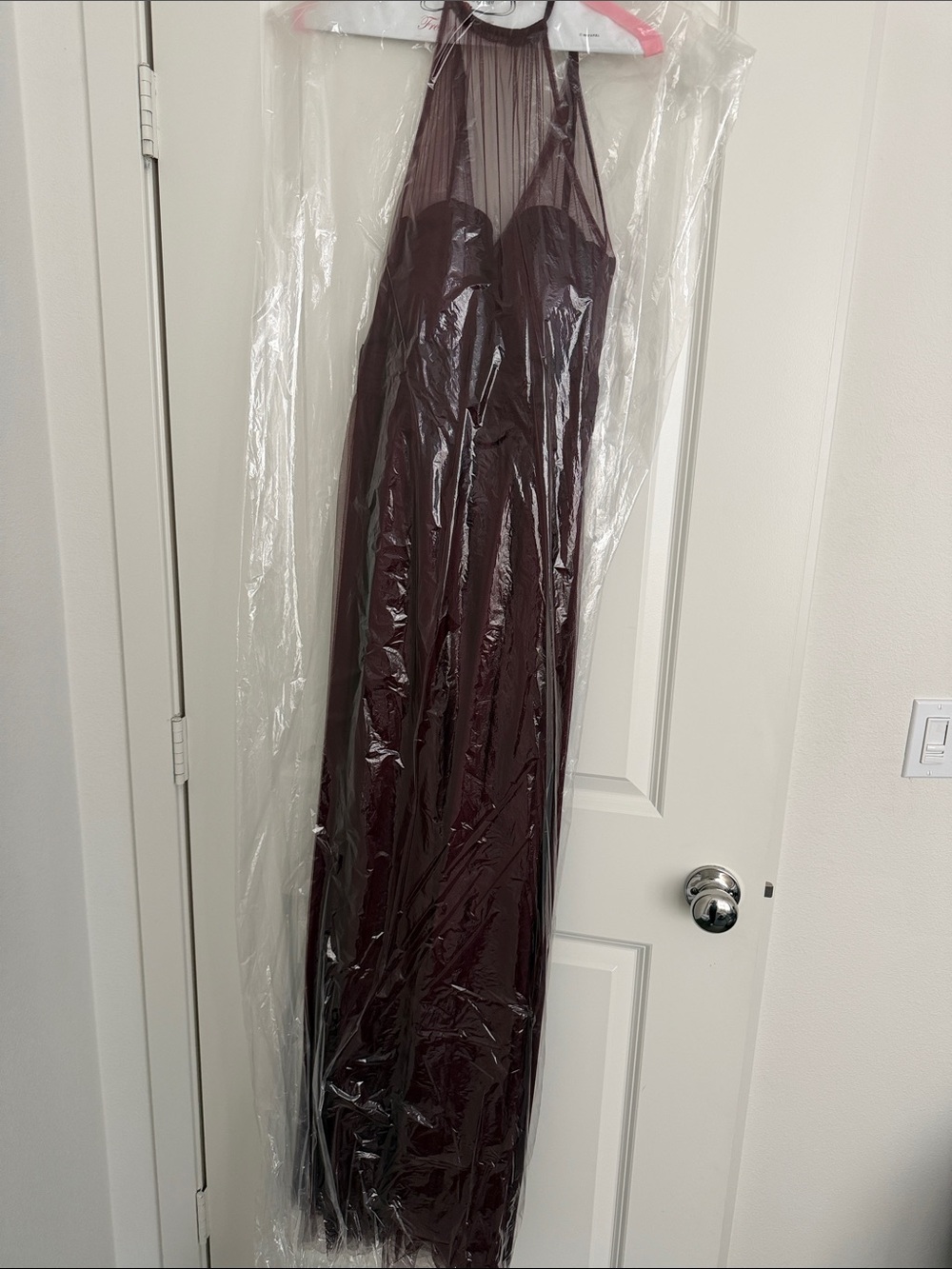 Bill Levkoff Deep Burgundy Halter Maxi Dress
